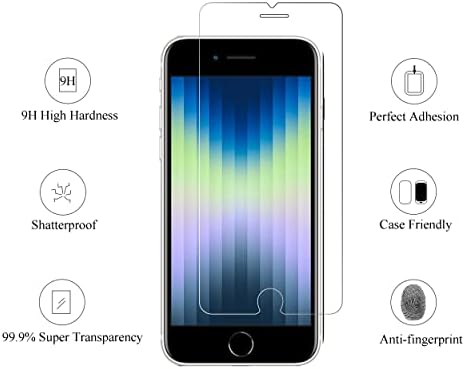 Ailun képernyővédő fólia iPhone SE 2020/2022 2Pack 0.33 mm 4.7 Hüvelykes Edzett Üveg Esetben, Barátságos iPhone SE 2./3.