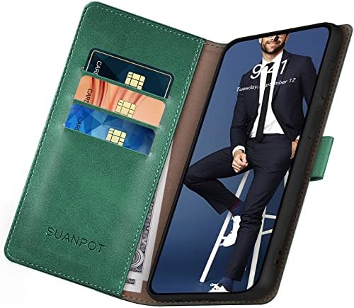 SUANPOT Samsung Galaxy S21+/S21 Plusz 6.7(Nem S21 6.2) az RFID-Blokkoló Bőr Pénztárca esetben Hitelkártya Birtokos,