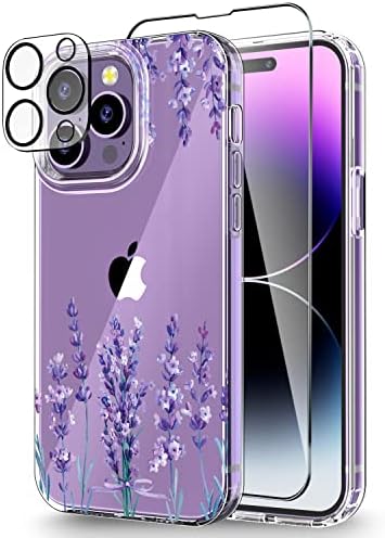 OKP-Ügyben [3, 1] iPhone 14 Pro, a Képernyő Védő & Kamera Lencséjét Védő, Virágos Vékony Ütésálló Aranyos Telefon Esetében