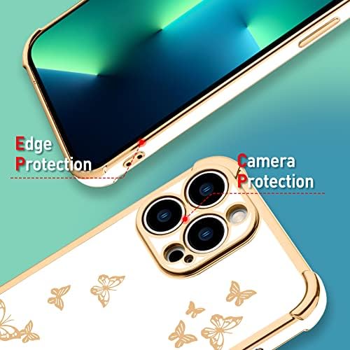tharlet iPhone 13 Pro Max Esetben Aranyos Pillangó Minta, Galvanizáló Telefon Esetében Védő tok Kamera Védő iPhone 13