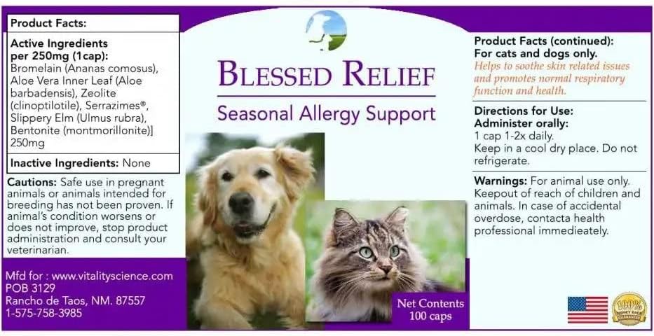 Vitalitás Tudomány Áldott Megkönnyebbülés Kutyák | Szezonális Allergia Support | Megnyugtatja, Bőr Problémák | Elősegíti