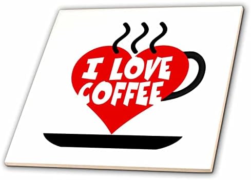 3dRose Kép a Szavakat, én Imádom a Kávét Szív Alakú, a Csésze Kávé - Csempe (ct-364072-7)