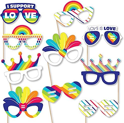 Nagy Dot, a Boldogság, a szerelem, Szerelem Szemüveg - Papír Kártya Büszkeség Rainbow Party Fotó Kellékek Kit - 10 Szám