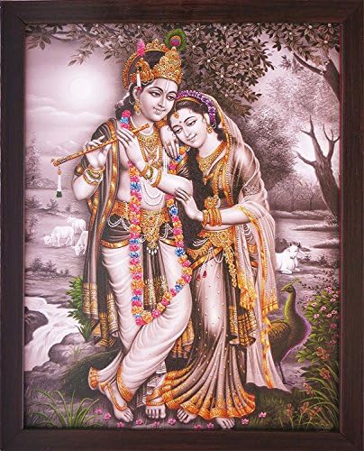 Kézműves Bolt Radha pihenteti A Fejét Krishna Váll, Élvezi, egy Dekoratív Vallási Poszter Keret