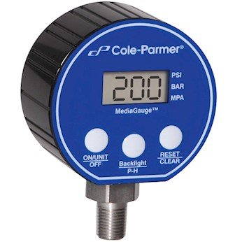 Cole-Parmer Digitális nyomásmérő, 0-300 psi, 3 Átmérőjű, 1/4 NPT(M)