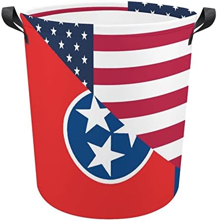 Amerikai Tennessee-i Állami Zászló Szennyes Kosár Összecsukható Szennyesben Mosoda Bin Tároló Táska, fogantyúval