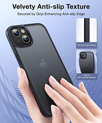 FNDMIL Soft Touch Sorozat iPhone 13 Mini Case - [Anti-Slip Texturált Szélén] [Katonai Légzsák Ütésálló Védelem], Áttetsző