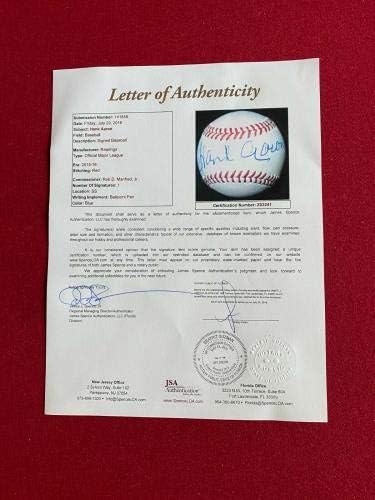 Hank Aaron, Dedikált (SZÖVETSÉG Teljes Levél) Hivatalos Baseball (Szűkös/Vintage) - Dedikált Baseball