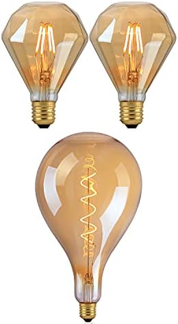 Nagyméretű Dekoratív Edison Izzók, 40watt Egyenértékű,Sárga Üveg,2200K Meleg Fény,Szabályozható. a Nappali,Étkező,Hálószoba