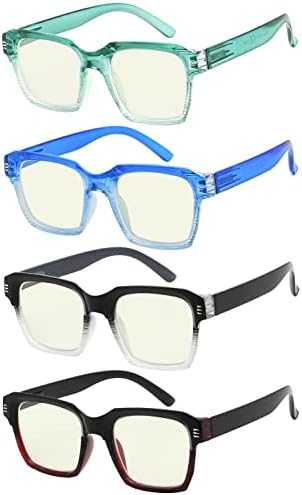 Eyekepper 4-Pack Olvasó Szemüveg Kék Fény Blokkoló Nagy Keret Számítógépes Szemüveg Olvasók A Nők +0.75