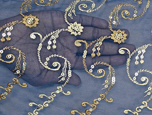Peegli Vintage Kék Dupatta Indiai Georgette Hosszú Sálat Női Virágos Nyak Pakolás
