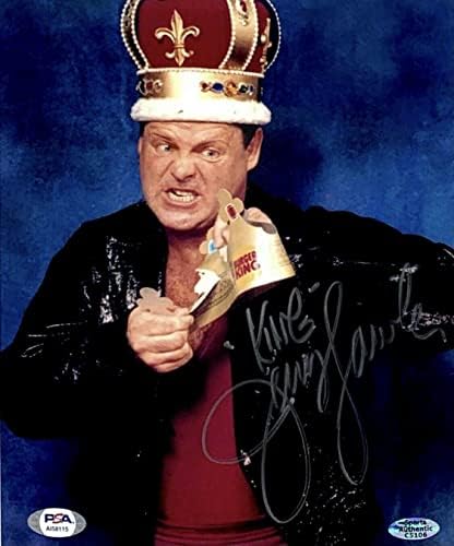 Jerry A Király Lawler WWF WWE Aláírt 8x10 Fotó PSA AI58115 - Dedikált Birkózás Fotók
