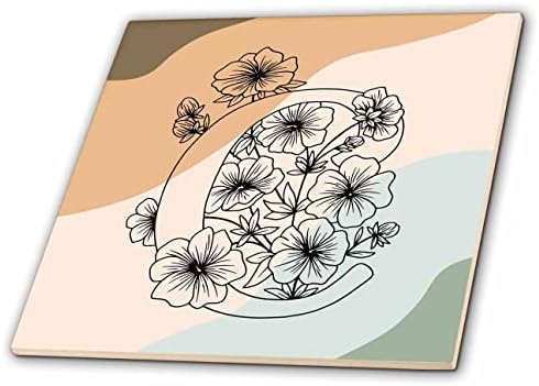 3dRose C Monogram Kezdeti Virágok Vázlat Bohém Mintás Háttér - Csempe (ct-371111-7)