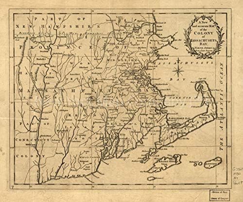 1780 Térkép| Egy Új, Pontos térkép A Kolónia Massachusets azaz Massachusetts Bay, a N