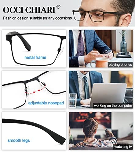 OCCI CHIARI Anti Kék Fény Szemüveges ember - Számítógép Szemüveges Férfi - Fekete szemüvegkeret - Játék Szemüveg, Férfi