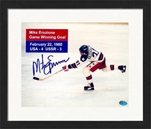 Mike Eruzione dedikált 16x20 Fotó (1980 USA Olimpiai Jégkorong Csapat Csoda a Jégen) Győztes Gólt SZOVJETUNIÓ Gubancos