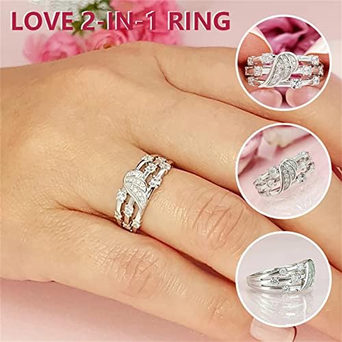 2023 Gyűrű Személyiség Női Aranyozott Gyűrű Ékszer Női Intarziás Gyűrű Gyűrű Gyűrű Gyűrű Színes (Ezüst, 6)