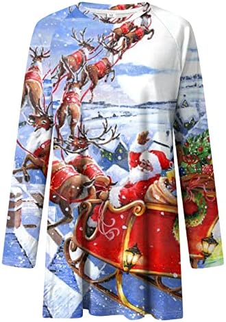 Női Western Ronda Karácsonyi Póló Hosszú Ujjú Vicces Grafikus Karácsonyi Rénszarvas Grafika Nyomtatás Póló Fél Fesztivál