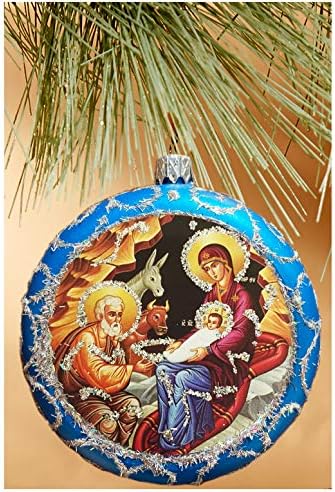 Betlehemes Krisztus Jézus Vallási karácsonyfa Dísz, Dekoráció 4 1/2 Hüvelyk, Kék