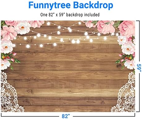 Funnytree 7X5ft Virágot, Fát, Csipke Rusztikus Hátteret, Virágos Esküvői Fotózás Háttér Fa Deszka Padló leánybúcsú Szülinapi