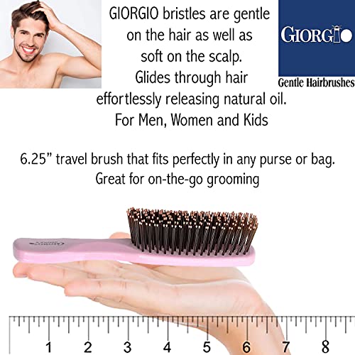 Giorgio Gio2 Rózsaszín 6.25 hüvelyk Gyengéd Érintés Detangler Hajkefe a Férfiak, Nők, Gyerekek. Puha Sörték, az Érzékeny