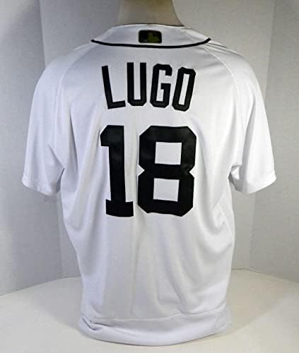 A 2018-as Detroit Tigers Dawel Lugo 18 Játék Kiadott Fehér Jersey-i Memorial Day 5 - Játék Használt MLB Mezek