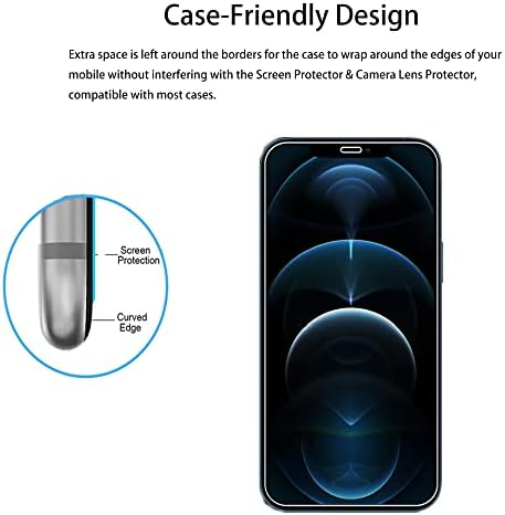HKKAIS [2+2 Csomag] Üvegből készült Képernyő Védő Kompatibilis iPhone 12 Pro Edzett Üveg Kamera Lencséjét Védő, Könnyű
