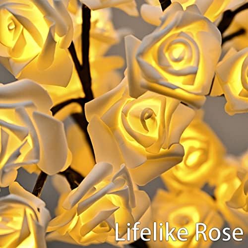 Hawisphy Rózsa, Virág, Fa, Lámpa, 32 Led Rose asztali Lámpa Ajándék Lányoknak Nő Tizenéves lakberendezés elemes Hálószoba