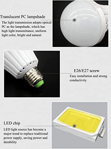 Sürgősségi LED Izzó Napfény Fehér 12W Újratölthető Izzó LED Intelligens Sürgősségi Izzó Kampó Áramszünet Beltéri, mind
