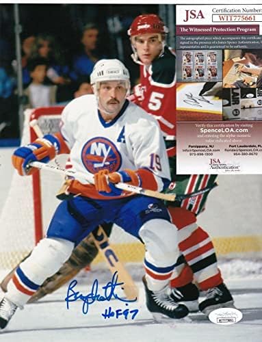 Bryan Trottier New York Islanders Hof 1997 Szövetség Hitelesített Aláírt 8x10 - Dedikált NHL-Fotók
