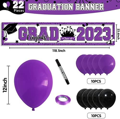 Ballagási Dekoráció Osztály 2023 Érettségi Udvaron Jel Banner 20DB Lufi Congrats Grad Banner 2023 Személyre szabott
