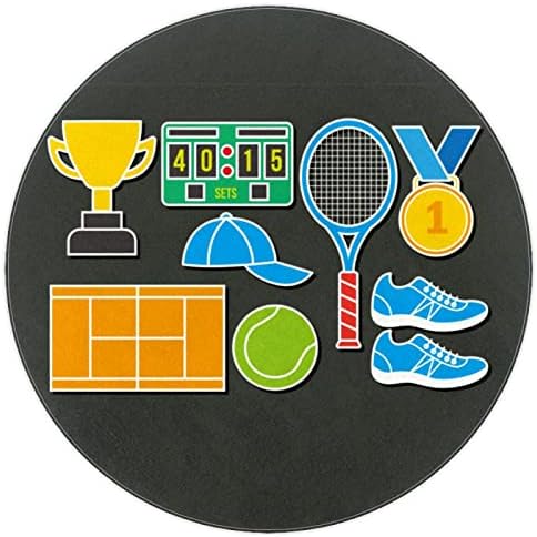 LLNSUPPLY Kerek Gyerekek Játszanak Szőnyeg Tenisz Ütő, Cipő Labdát Kalap Gyerekszoba Szőnyeg Pad Puha, Összehajtható