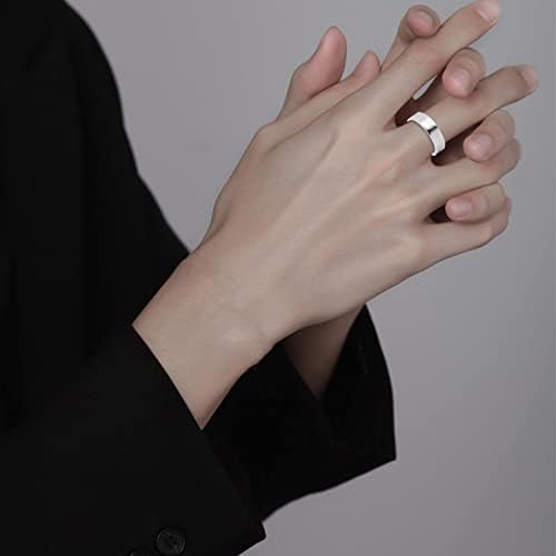 Rozsdamentes Acél Gyűrű Női Divat Egyszerű Sima Gyűrű Rozsdamentes Acél Lapos Gyűrű Titán-Acél Gyűrű 4MM Széles (Ezüst,