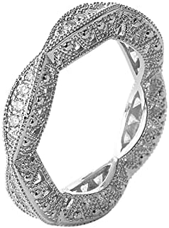 S925 Ezüst Kerek Kivágás Teljes Gyémánt Fehér Eljegyzési Gyűrű Női Gyűrűk Nagy