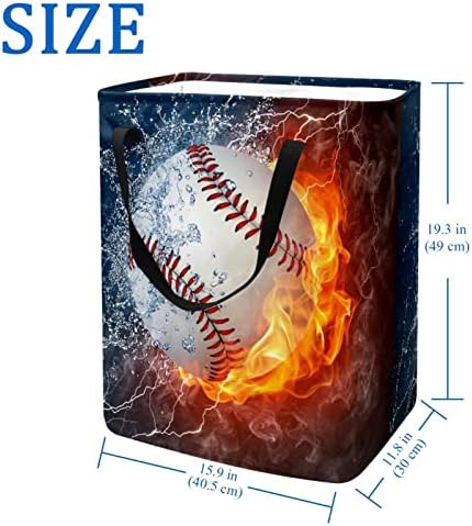 Baseball, a Víz, a Tűz Nyomtatás Összecsukható Szennyesben, 60L Vízálló Szennyes Kosarat Mosás Bin Ruhák, Játékok Tárolására