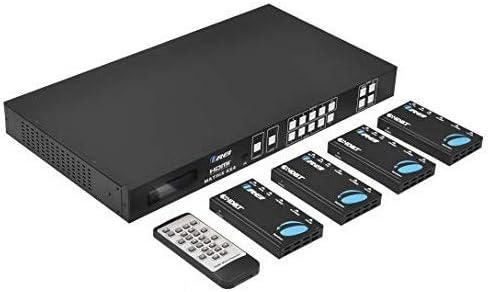 OREI 4K HDBaseT HDMI Extender Mátrix Át Egyetlen Cat6/7 4-Pack 6ft HDMI Kábel HDR Váltó, IR Vezérlés & IR szabályozás