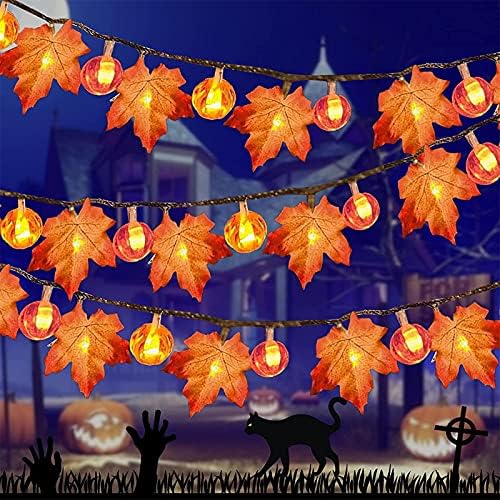 Halloween Juhar Levelek LED Halloween, Hálaadás Halloween Pumpkin Dekoráció Fények,String Led Égő Garland Otthon Beltéri