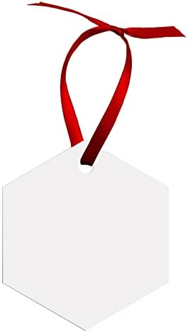 Unisub Hatszög Szublimációs Díszek a Piros Szalagok Fehér Fényű Bevonat Hő Nyomja meg a Személyre szabott Karácsonyi