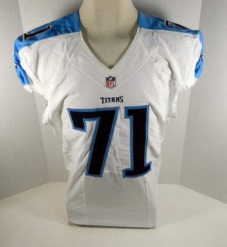 Tennessee Titans Dennis Kelly 71 Játék Kiadott Fehér Jersey - Aláíratlan NFL Játék Használt Mezek
