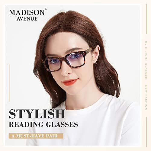 Madison Avenue-3 Pack Többszínű Tér Kék Fény Blokkoló Olvasó Szemüveg a Nők, Rugós Zsanér Számítógép Olvasók