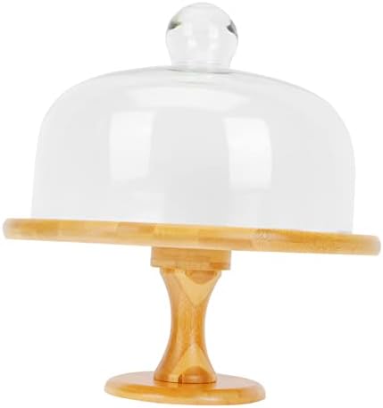 Cabilock 1 Készlet Üveg-Torta Pan Mini Pite Kör alakú Asztal Rusztikus Dekor Tiszta Torta Kupola Porcelán Torta Állvány