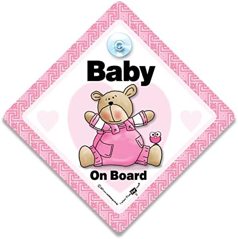 Baby On Board Táblát, Rózsaszín Maci Rózsaszín Szív Baba Jármű Jel, tömegeket Tanácsadó tapadókorong Autó Ablak Alá