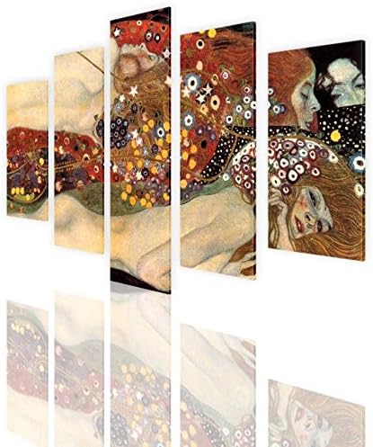 Alonline Art - Víz Kígyó a Kígyó, II. 5 rész Gustav Klimt | Keretbe Feszített Vászon egy Kész Lógni Keret - Pamut