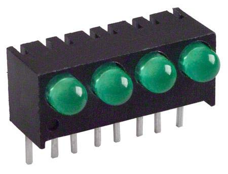 DIALIGHT 551-1307-004F 551 Sorozat Zöld 3 mm, 60° 1.6 mcd Szórt 1.9 V LED Áramkör Kijelző - 5 elem(ek)