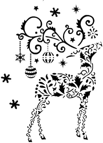 Boldog Karácsonyt Rénszarvas Csecsebecsék Holly Stencil A5 A4 A3 & Különböző Méretű Tartós Újrahasználható a Kártyák