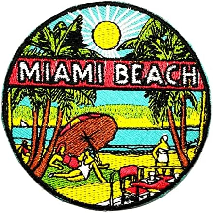 Kleenplus Miami Beach Hímzett Szövet Javítás Matrica Strand Hawaii Trópusi Rajzfilm Vasalót Varrni A Souvenir Ajándék