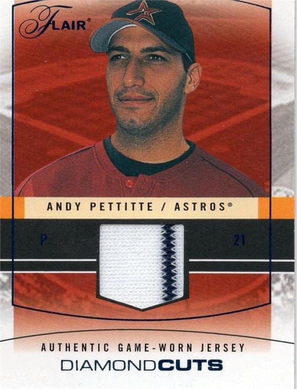 Andy Pettitte játékos kopott jersey-i javítás baseball kártya (Houston Astros) 2004 Fleer Hangulattal Gyémánt Vágja