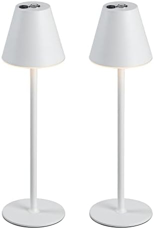 2 Csomag LED CordlessTable Lámpa,4000mAh Akkumulátor asztali lámpa,3 Szintű Fényerő Éjszakai Fény, Fém Shell,Minimalista
