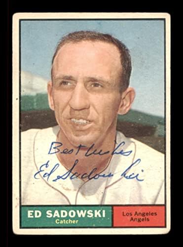 Ed Sadowski Dedikált 1961 Topps Kártya 163 Los Angeles Angels legjobbakat SKU 197732 - Kosárlabda Dedikált Kártyák