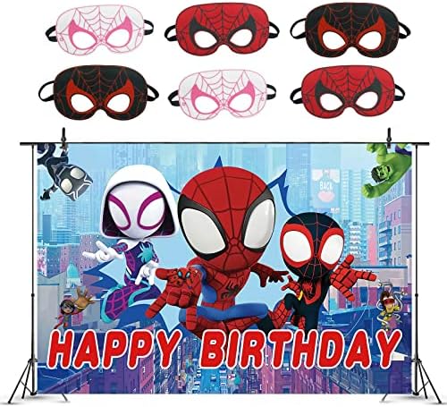 Pókember A Csodálatos Barátok, Buli, Születésnapi Háttér, Pók, Party Kellékek,5x3Ft Spidey Fotó Hátteret, valamint 6